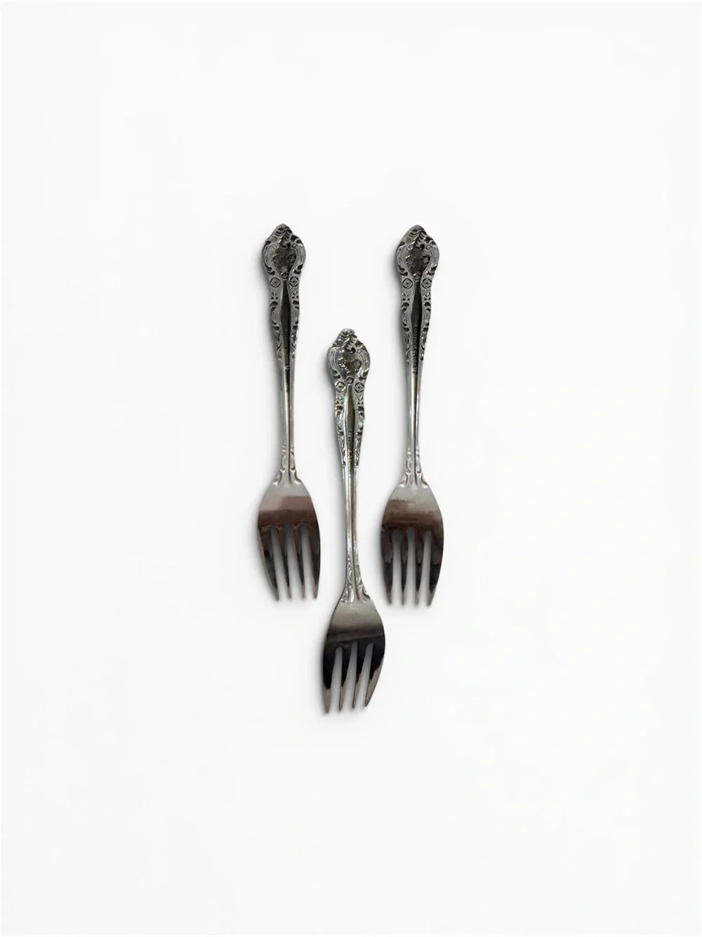 Kimco Stainless Ornate Floral Embossed Forks Set of 3 Vintage Flatware